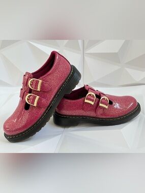 Dr. Martens Junior 8065 Glitter Patent Leather Mary Jane Shoes. New Size:3